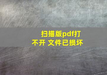 扫描版pdf打不开 文件已损坏